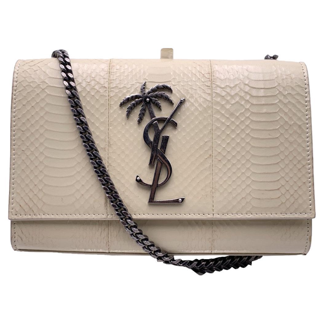 Yves Saint Laurent Beige Leather Palm Tree Monogram Shoulder Bag For Sale  at 1stDibs