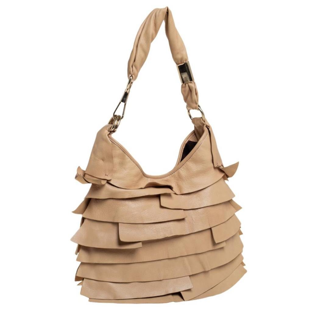 Women's Yves Saint Laurent Beige Leather Small St Tropez Hobo For Sale