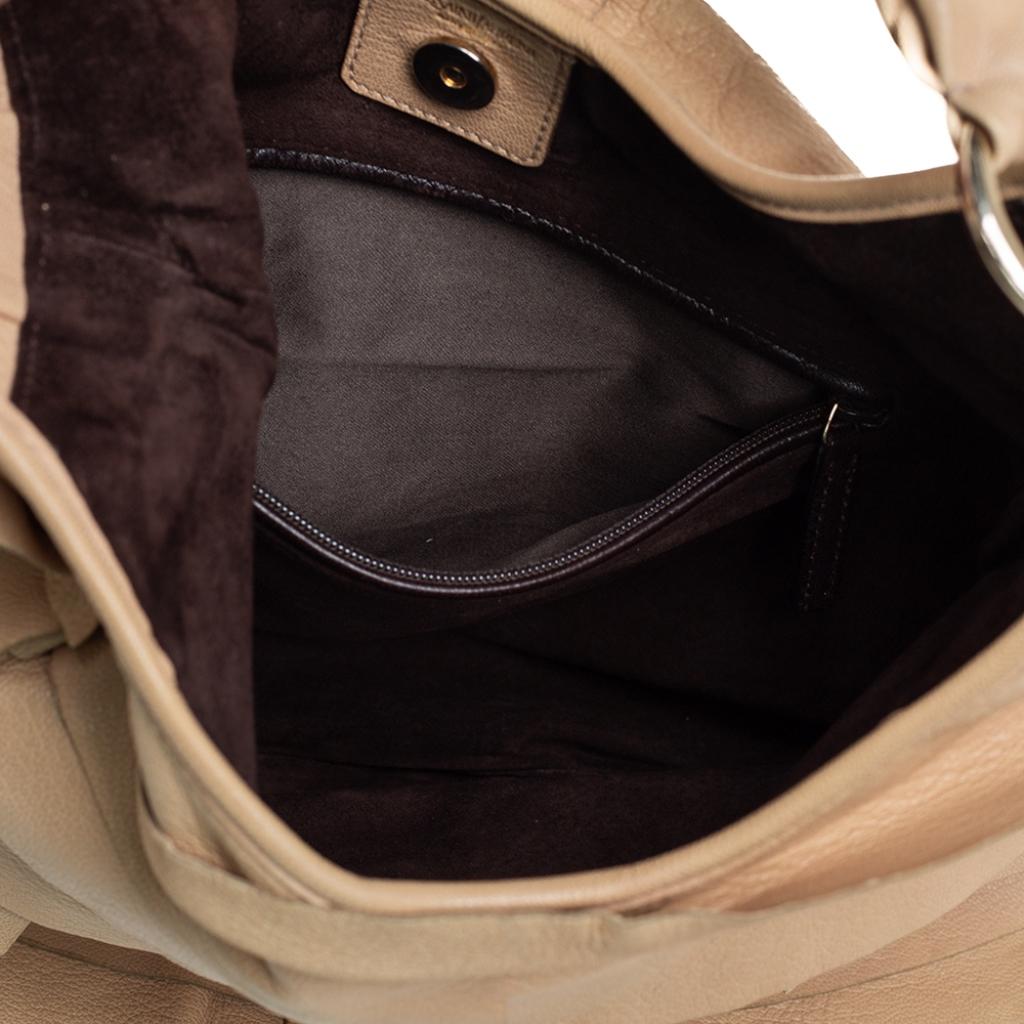 Yves Saint Laurent Beigefarbenes St Tropez Hobo aus Leder 5