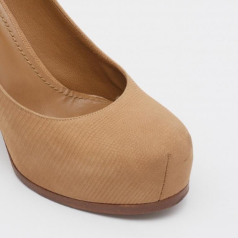 Yves Saint Laurent Beige Leather Tribtoo Platform Pumps Size 39.5 For Sale 4