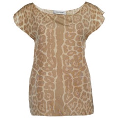 Yves Saint Laurent beige Leopard Print Silk Blouse M Yves Saint Laurent beige Leopard Print Silk Blouse M