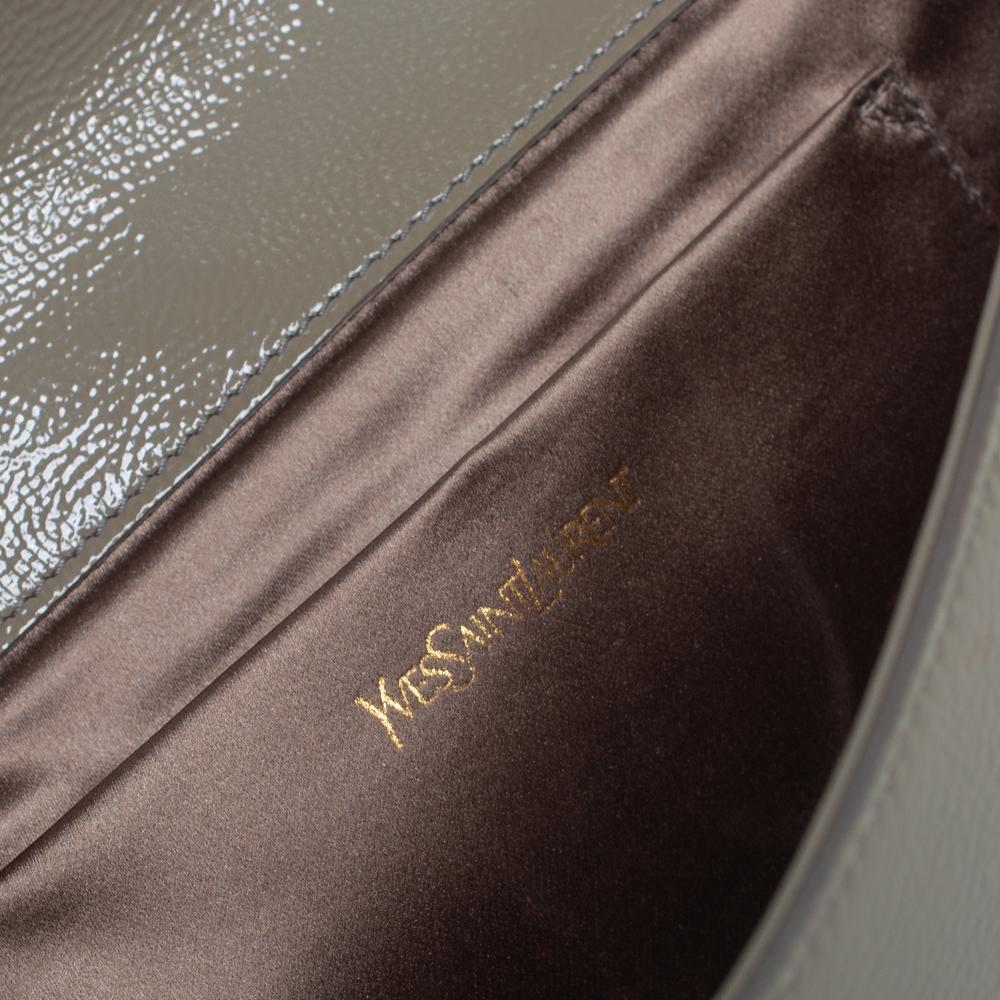 Yves Saint Laurent Beige Patent Leather Belle De Jour Flap Clutch 5