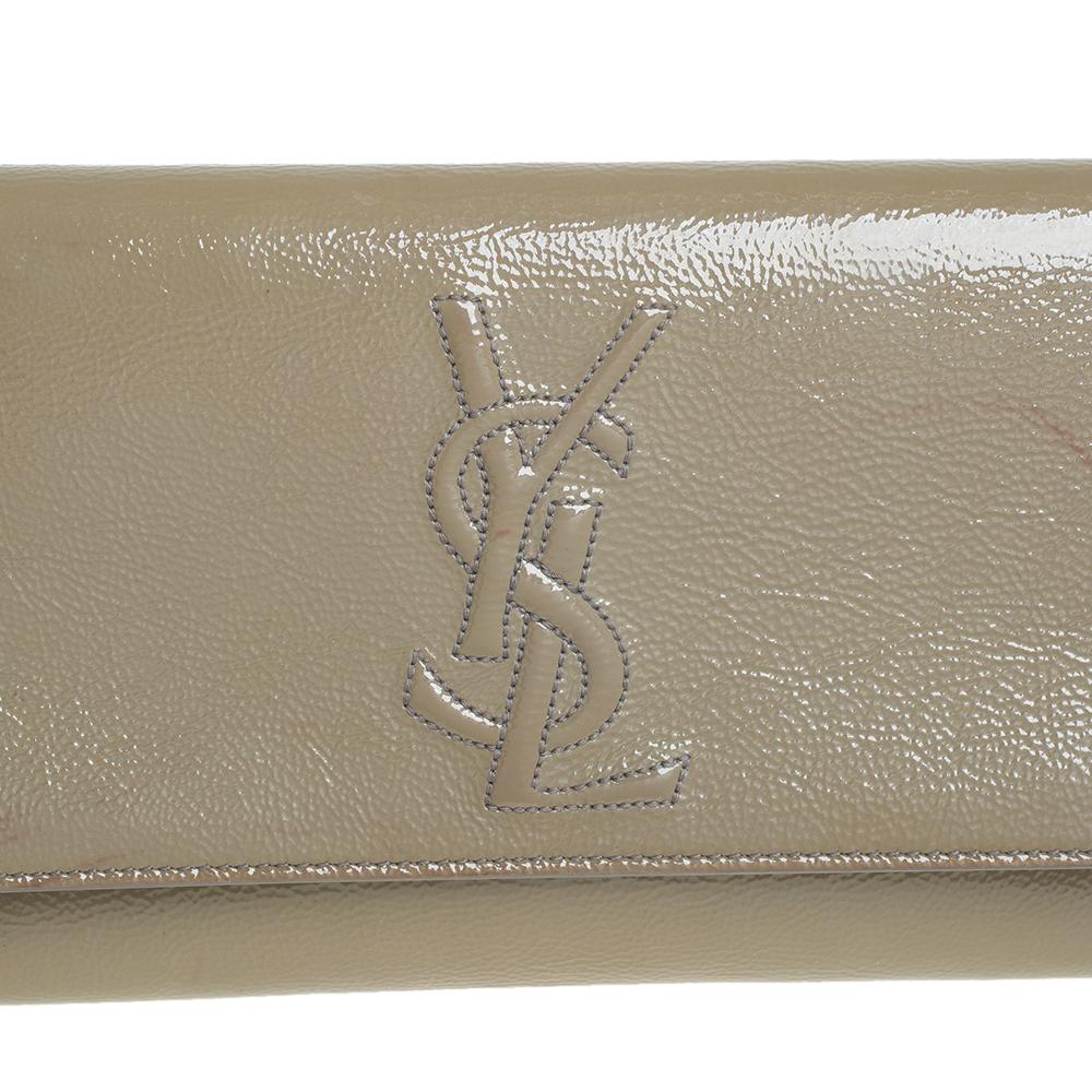 Yves Saint Laurent Beige Patent Leather Belle De Jour Flap Clutch 1