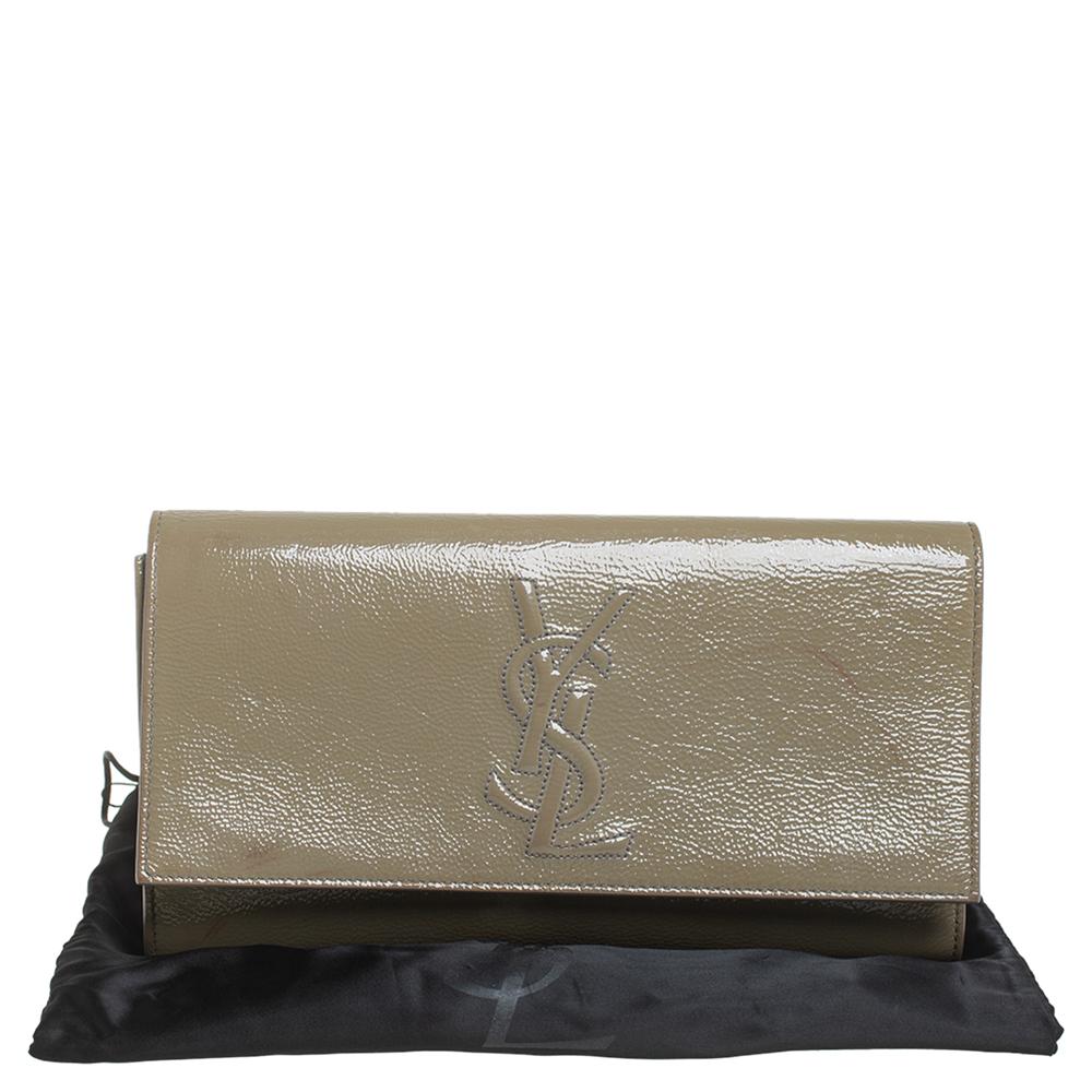 Yves Saint Laurent Beige Patent Leather Belle De Jour Flap Clutch 2