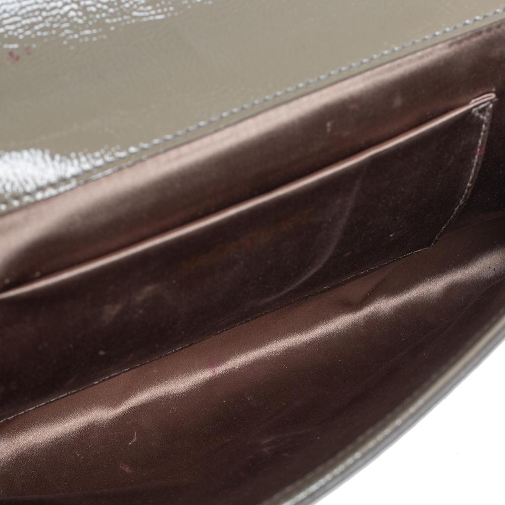 Yves Saint Laurent Beige Patent Leather Belle De Jour Flap Clutch 4