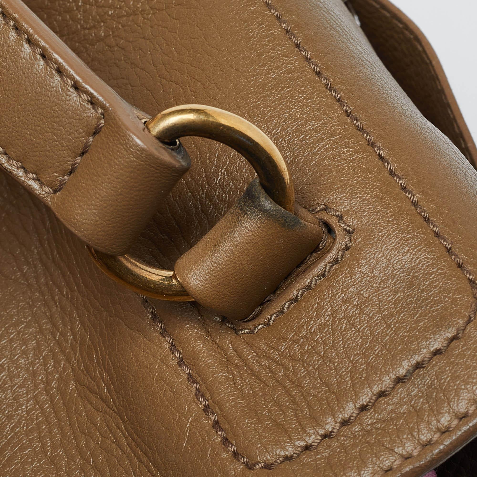 Women's Yves Saint Laurent Beige/Pink Leather and Canvas Small Muse Two Bag