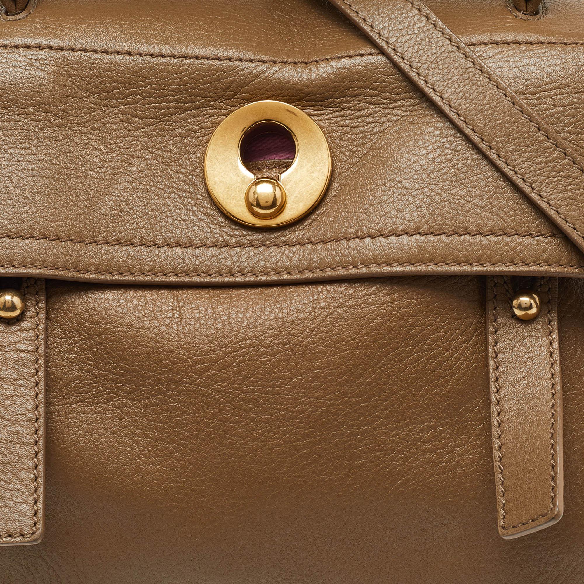 Yves Saint Laurent Beige/Pink Leather and Canvas Small Muse Two Bag 1