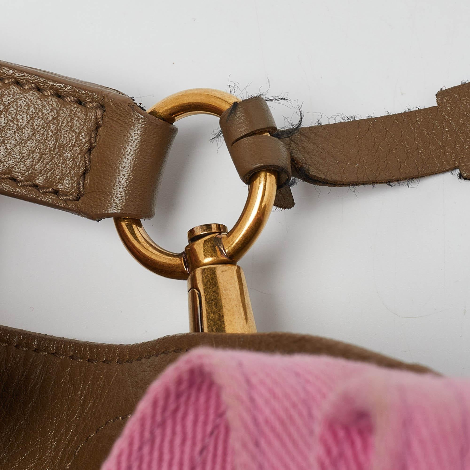 Yves Saint Laurent Beige/Pink Leather and Canvas Small Muse Two Bag 3
