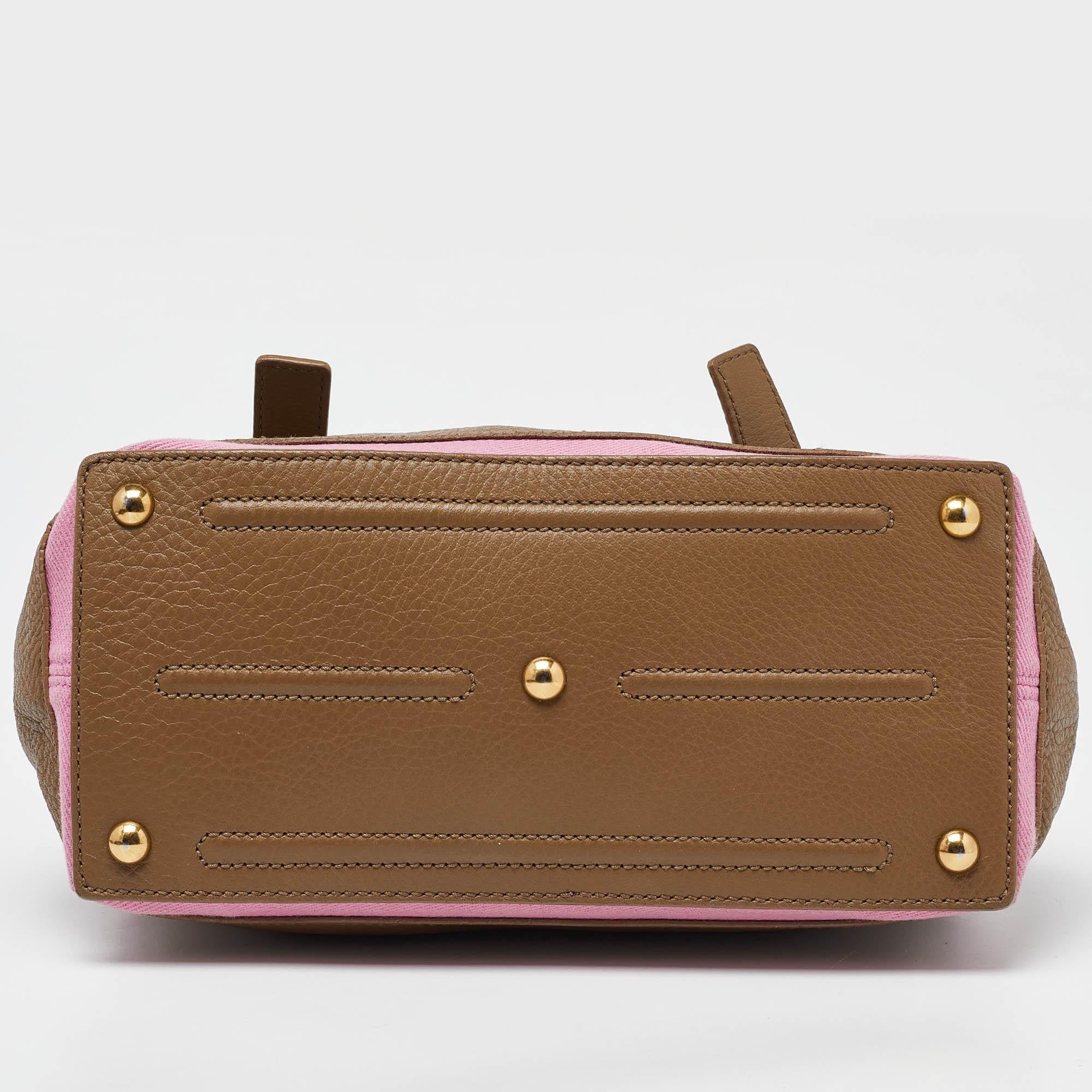 Yves Saint Laurent Beige/Pink Leather and Canvas Small Muse Two Bag 4