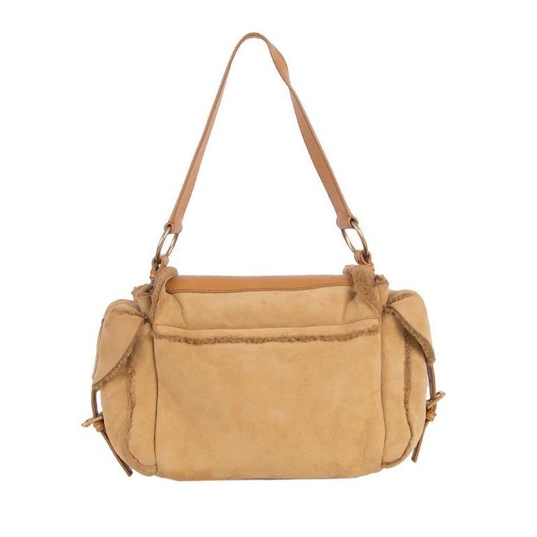 YVES SAINT LAURENT beige SHEARLING Shoulder Bag For Sale at 1stDibs