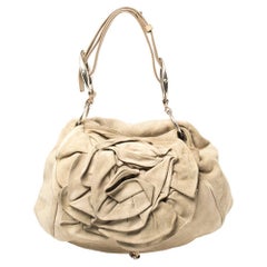 Yves Saint Laurent Beige Wildleder Nadja Rose Petal Klappe Hobo