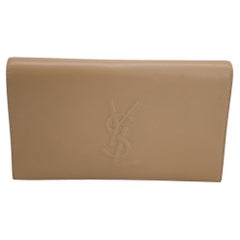Yves Saint Laurent Belle De Jour Flap Clutch in Beige Leather
