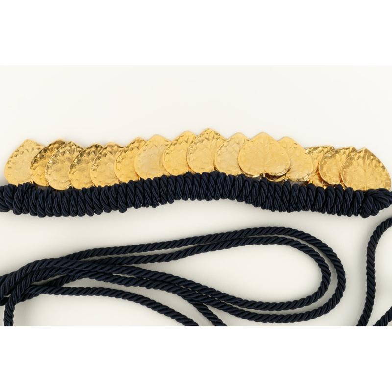 Women's  Yves Saint Laurent Belt(Credited to) in Navy Blue & Charms in Gold-Plated Metal For Sale