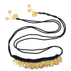 Yves Saint Laurent Belt(Credited to) in Navy Blue & Charms in Gold-Plated Metal