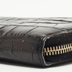 Yves Saint Laurent Schwarz Alligator Zip um Brieftasche