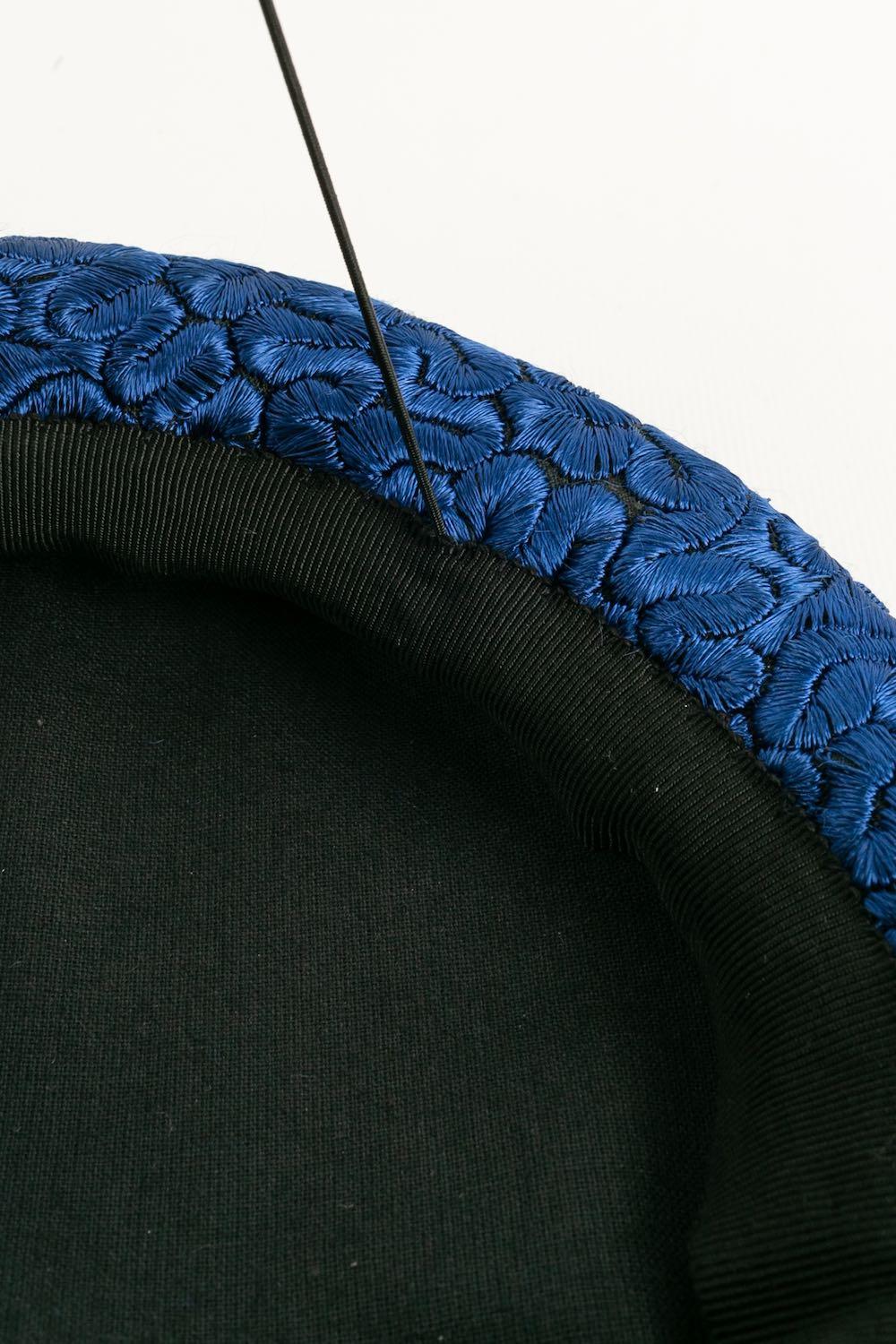 Yves Saint Laurent Black and Blue Hat/Bibi For Sale 2