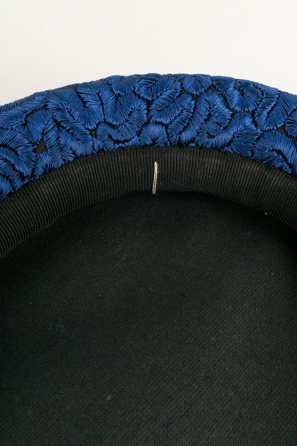 Yves Saint Laurent Black and Blue Hat/Bibi For Sale 3