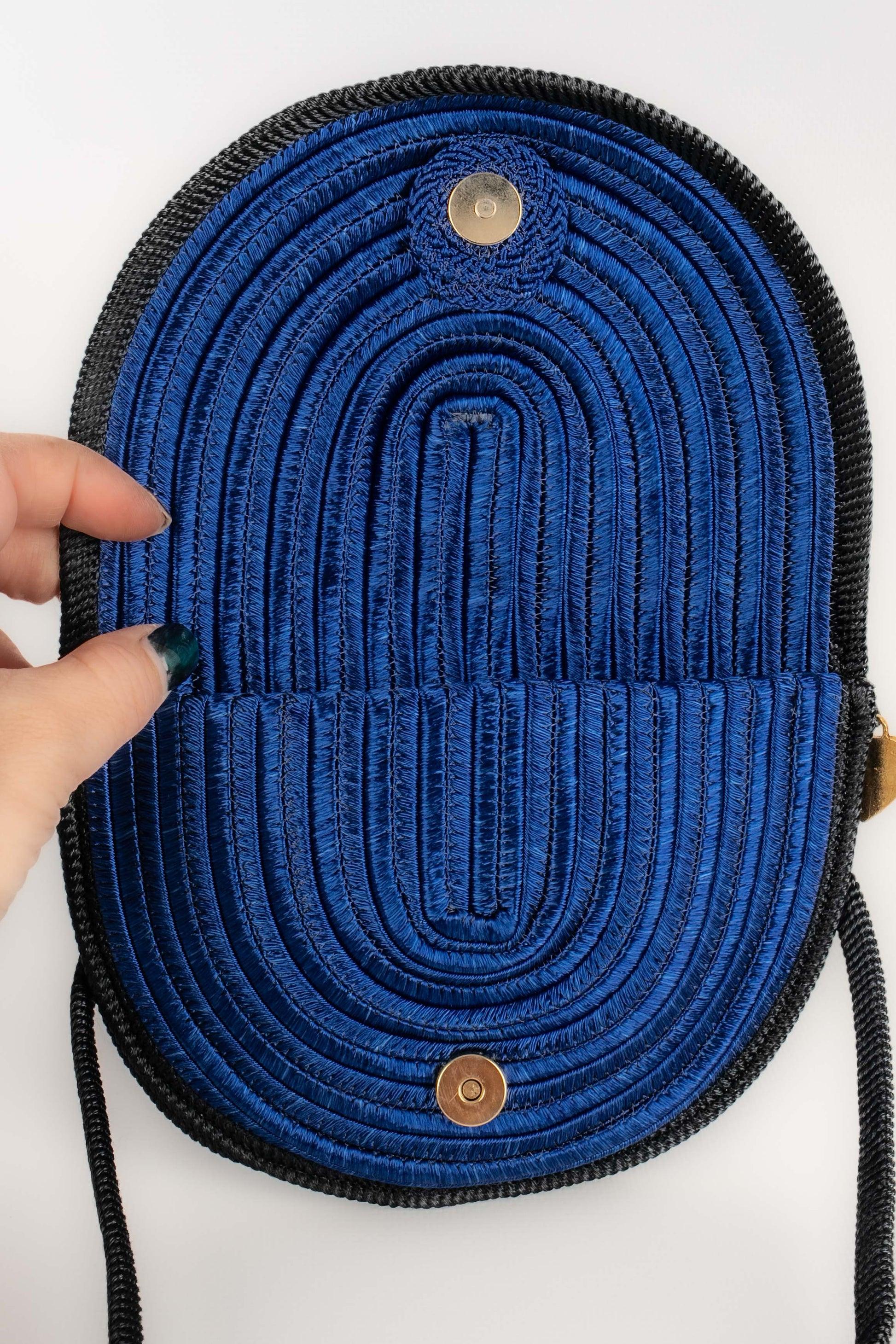 Yves Saint Laurent Black and Blue Trimming Handbag For Sale 6