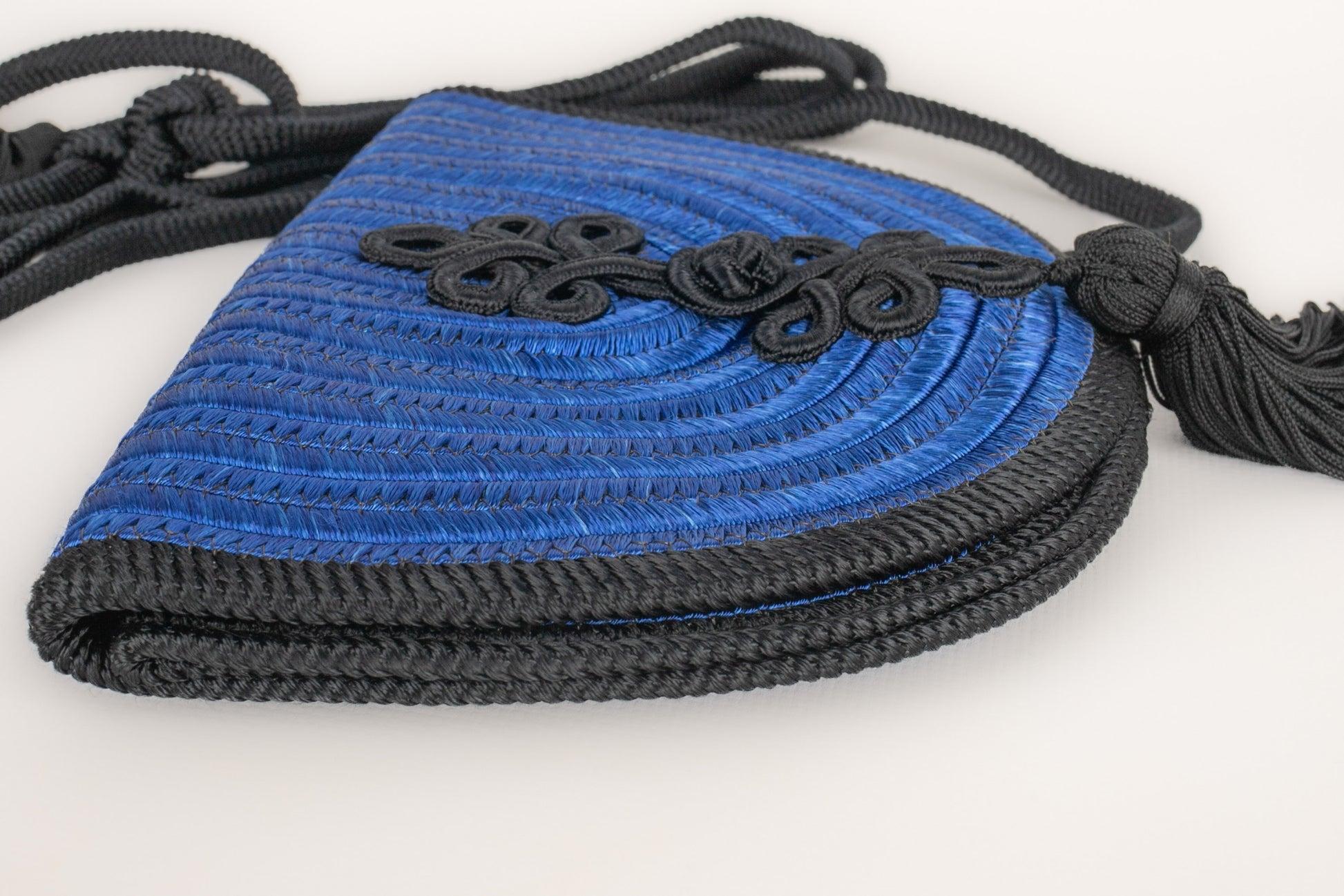 Yves Saint Laurent Black and Blue Trimming Handbag For Sale 1