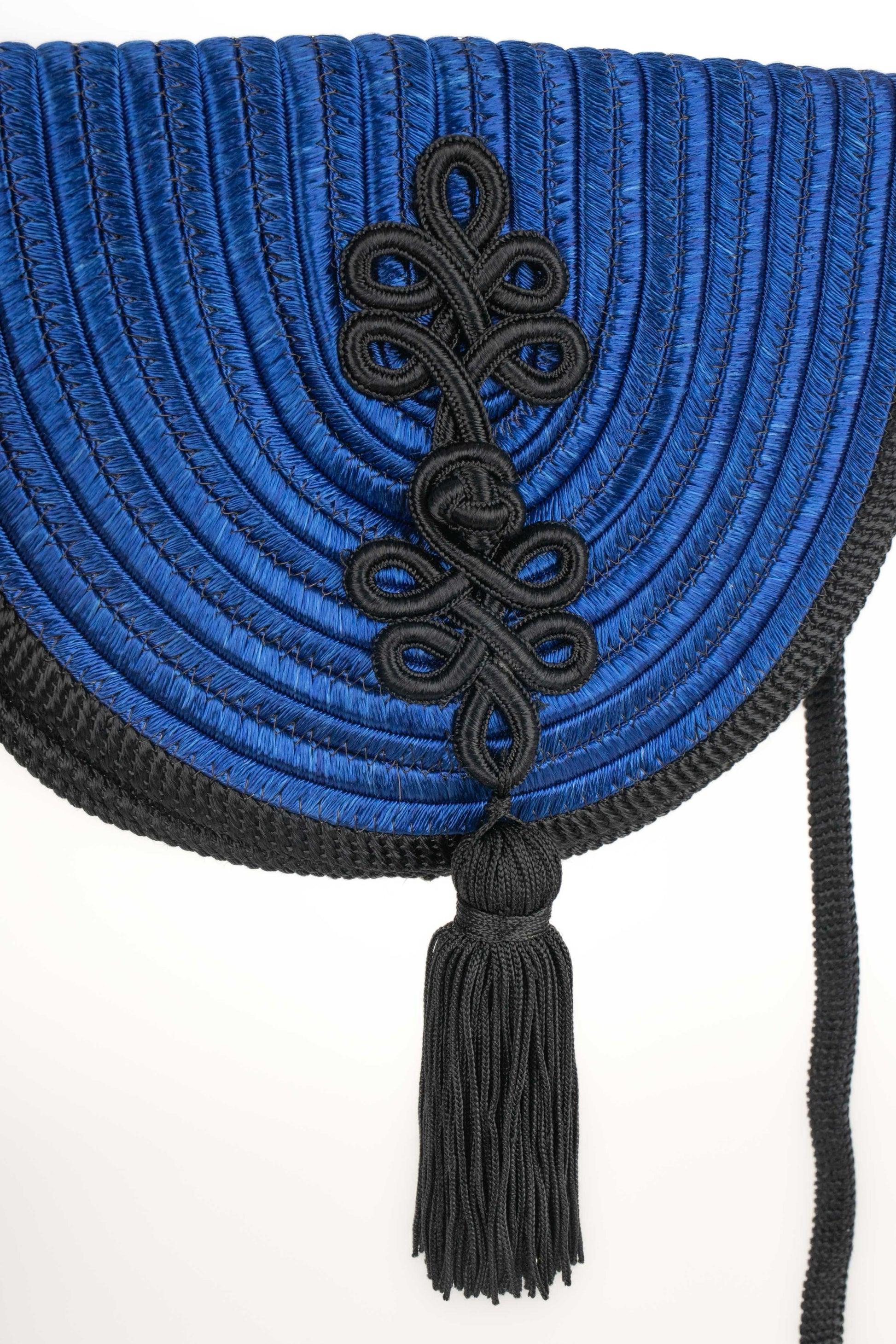 Yves Saint Laurent Black and Blue Trimming Handbag For Sale 3