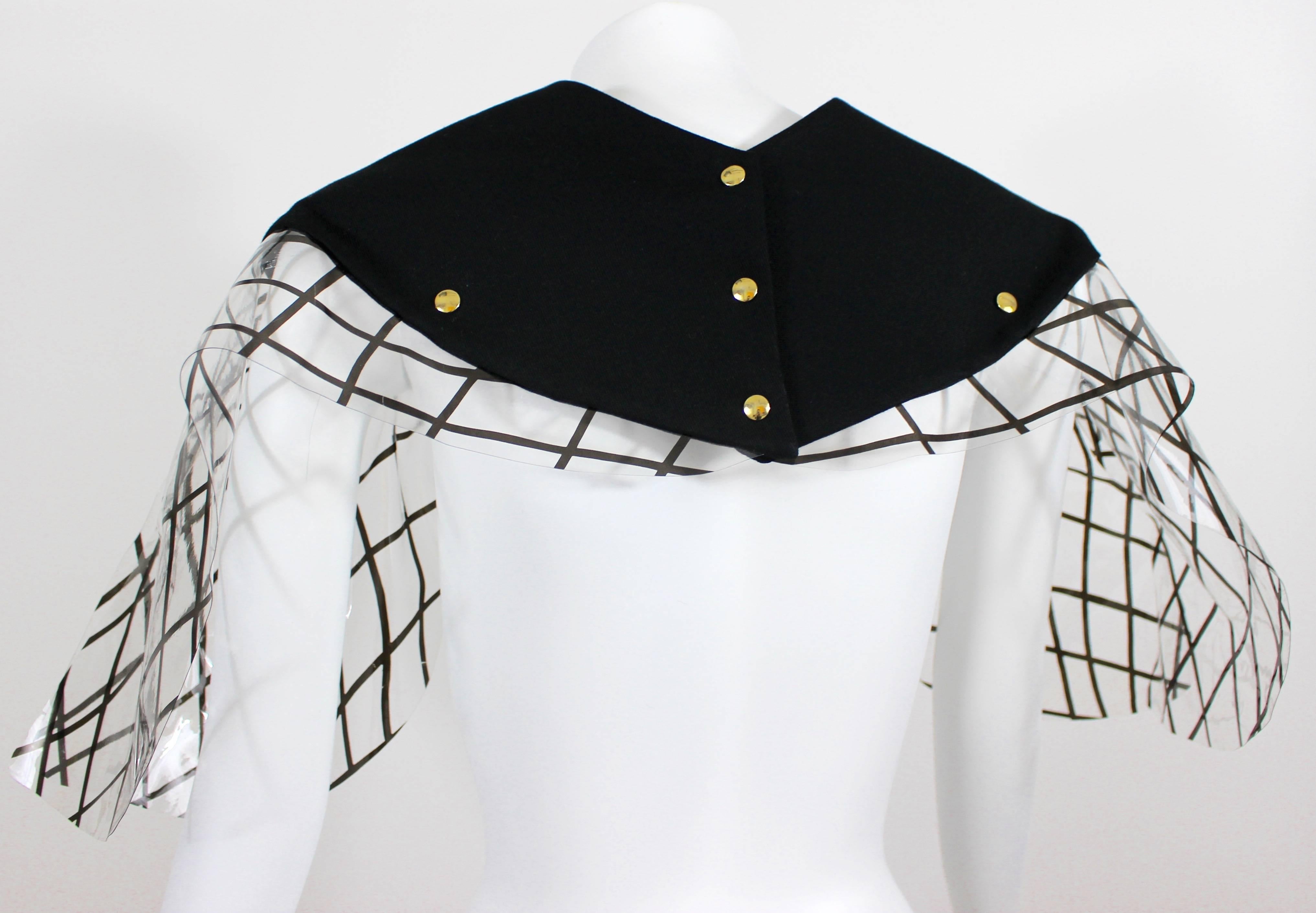 Yves Saint Laurent Black and Clear PVC Cape. Fall  2010 Runway Look #14  In Excellent Condition For Sale In Boca Raton, FL