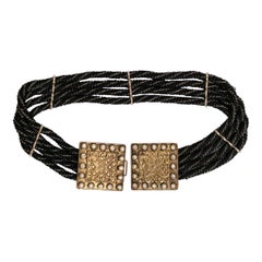 Yves Saint Laurent Black and Gold Passementerie Ethnic Belt