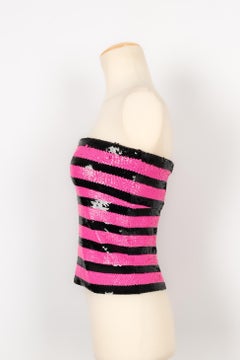 Yves Saint Laurent Black and Pink Sequinned Bustier Top, 2013