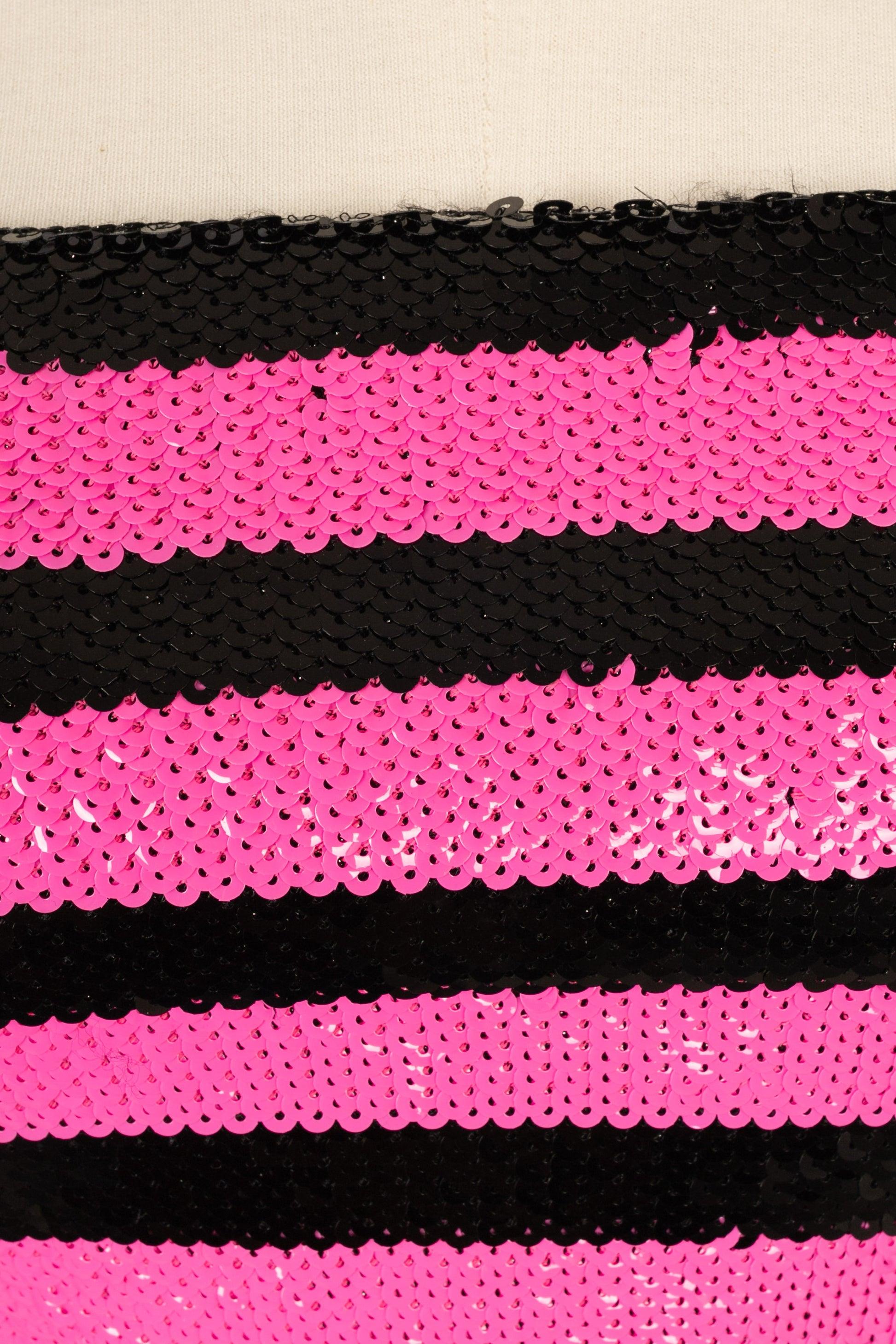 Women's Yves Saint Laurent Black and Pink Sequinned Bustier Top, 2013
