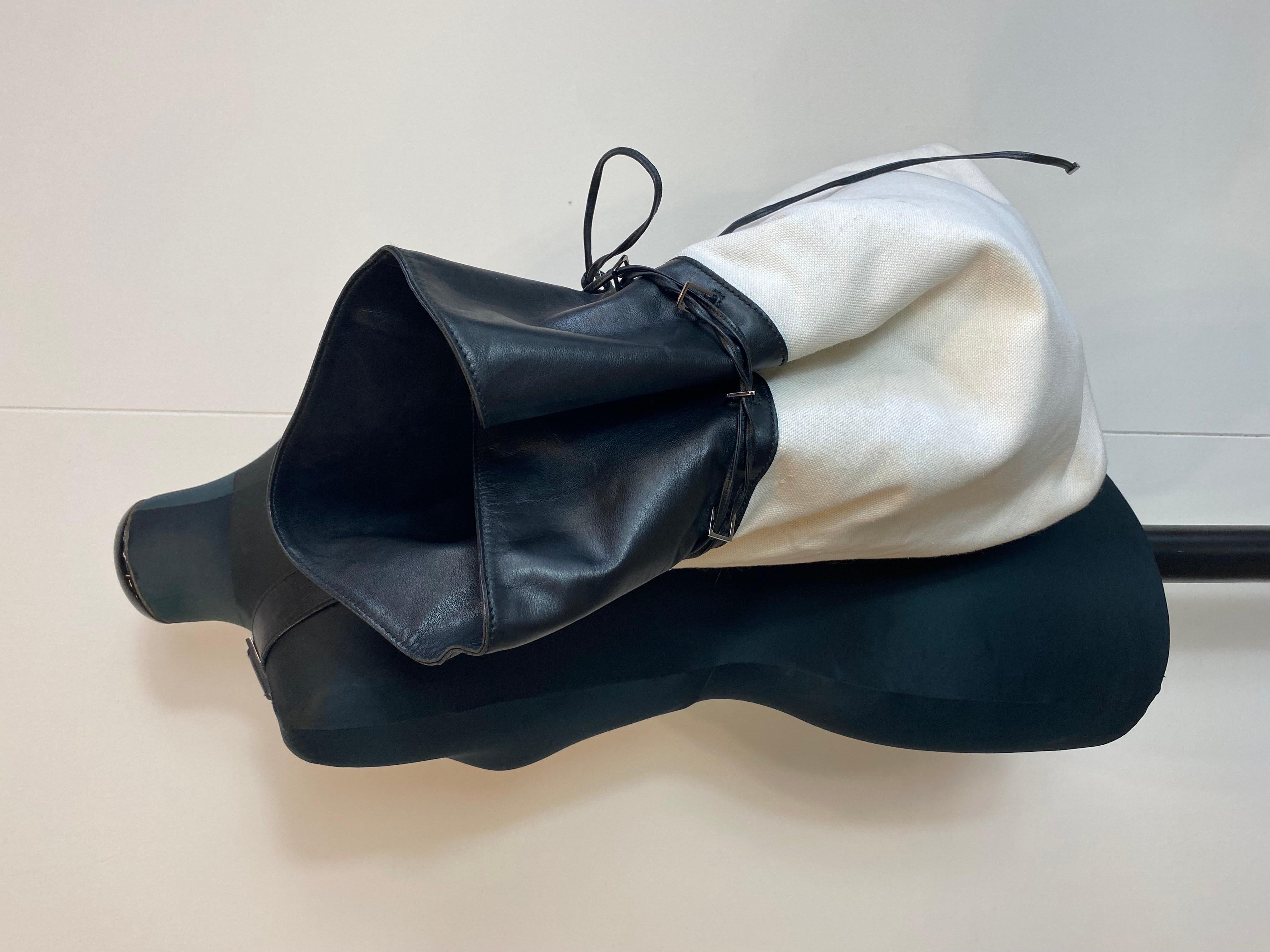 Yves Saint Laurent black and white one shoulder backpack For Sale 5