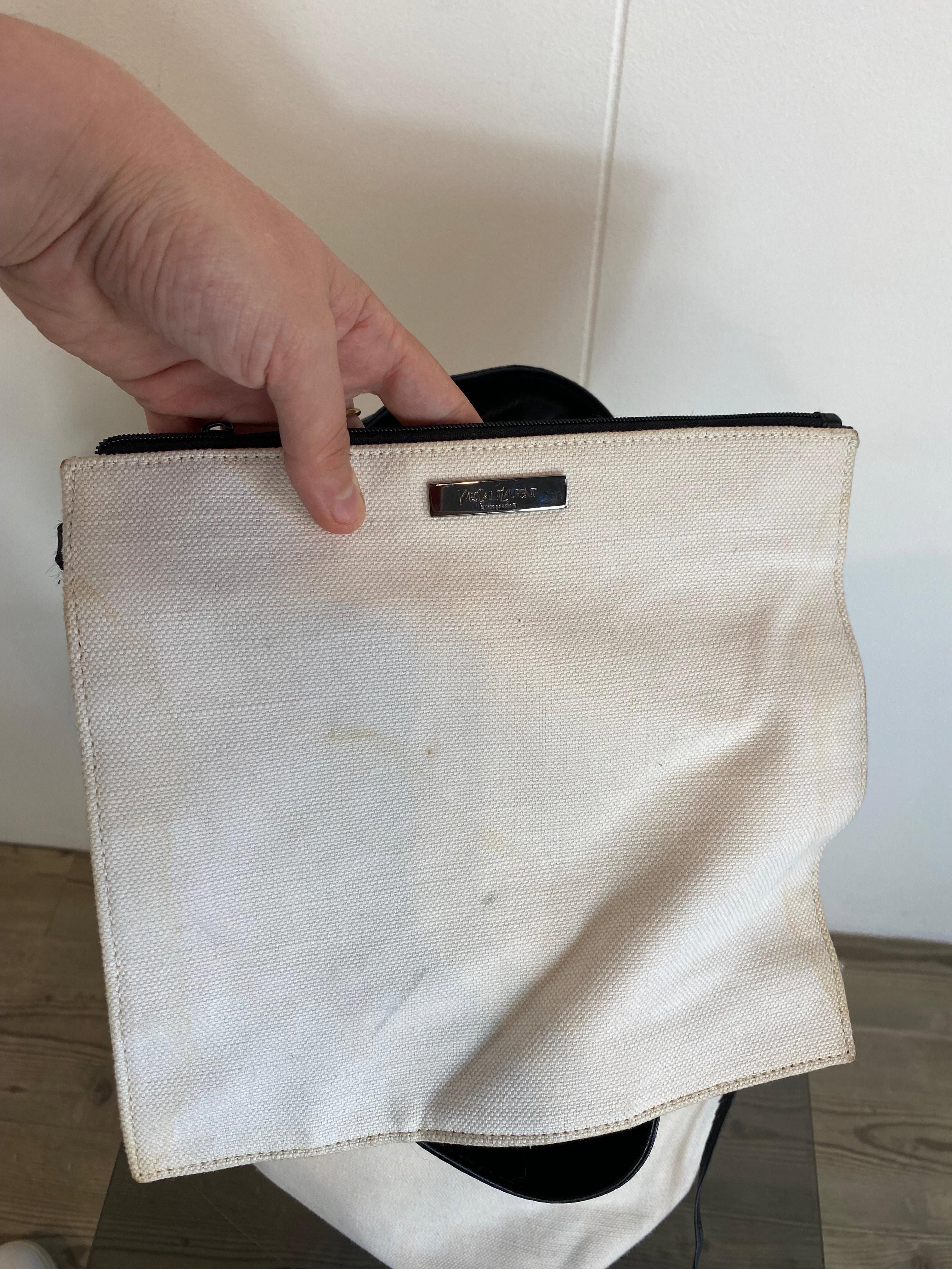 Yves Saint Laurent black and white one shoulder backpack For Sale 1