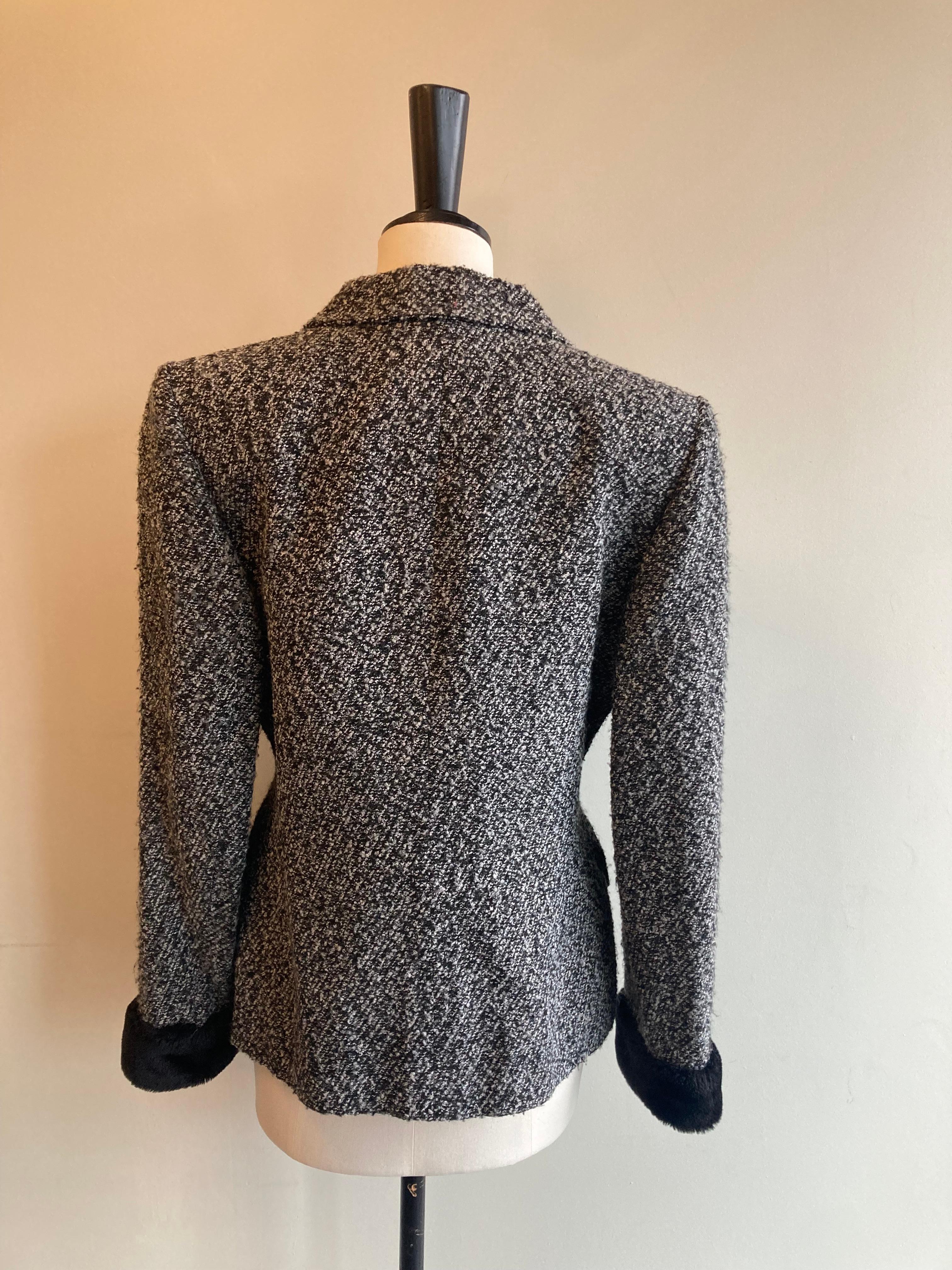 Yves Saint Laurent Black and White Wool Jacket In Fair Condition For Sale In Glasgow, GB