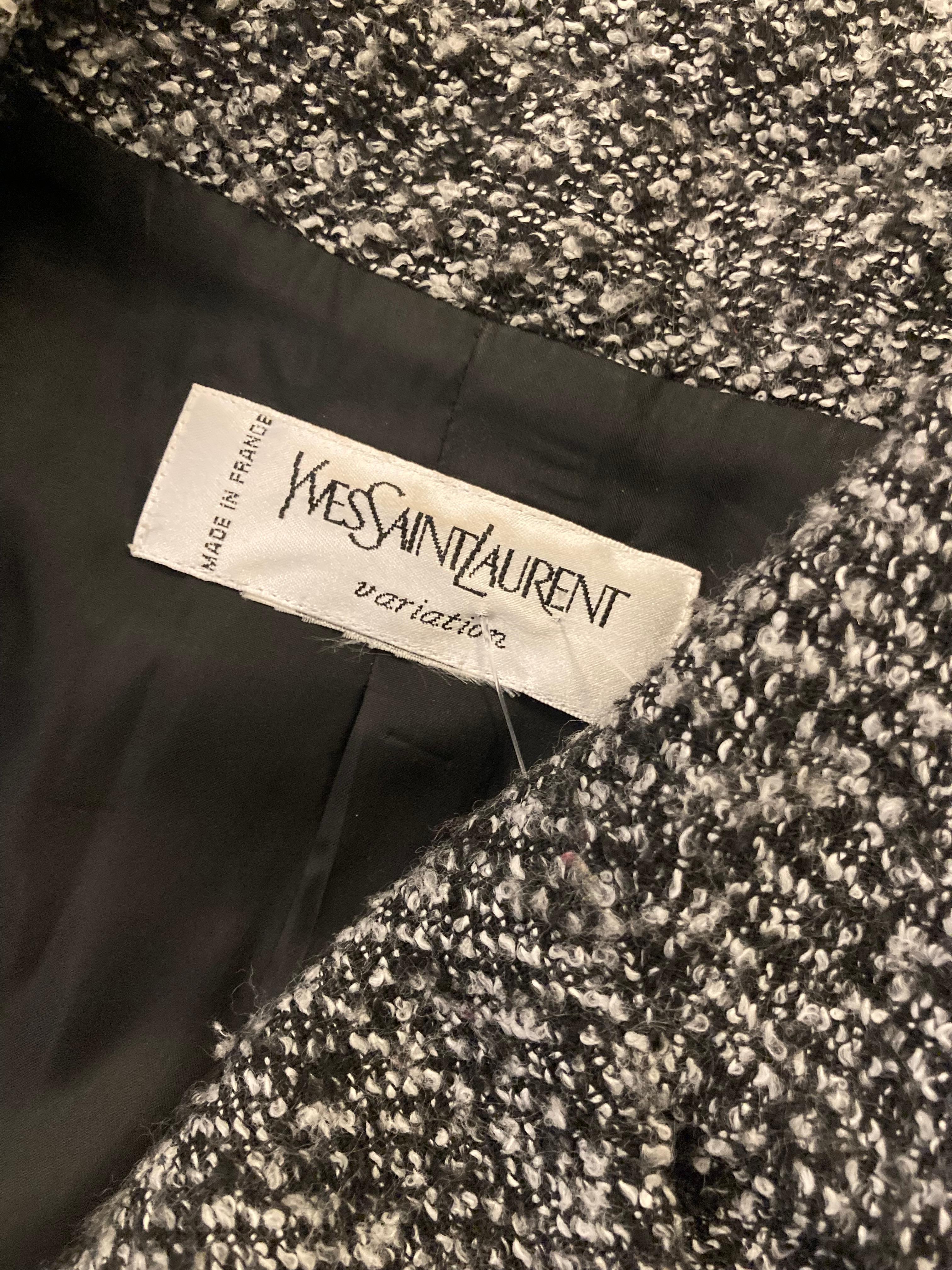 Yves Saint Laurent Black and White Wool Jacket For Sale 1
