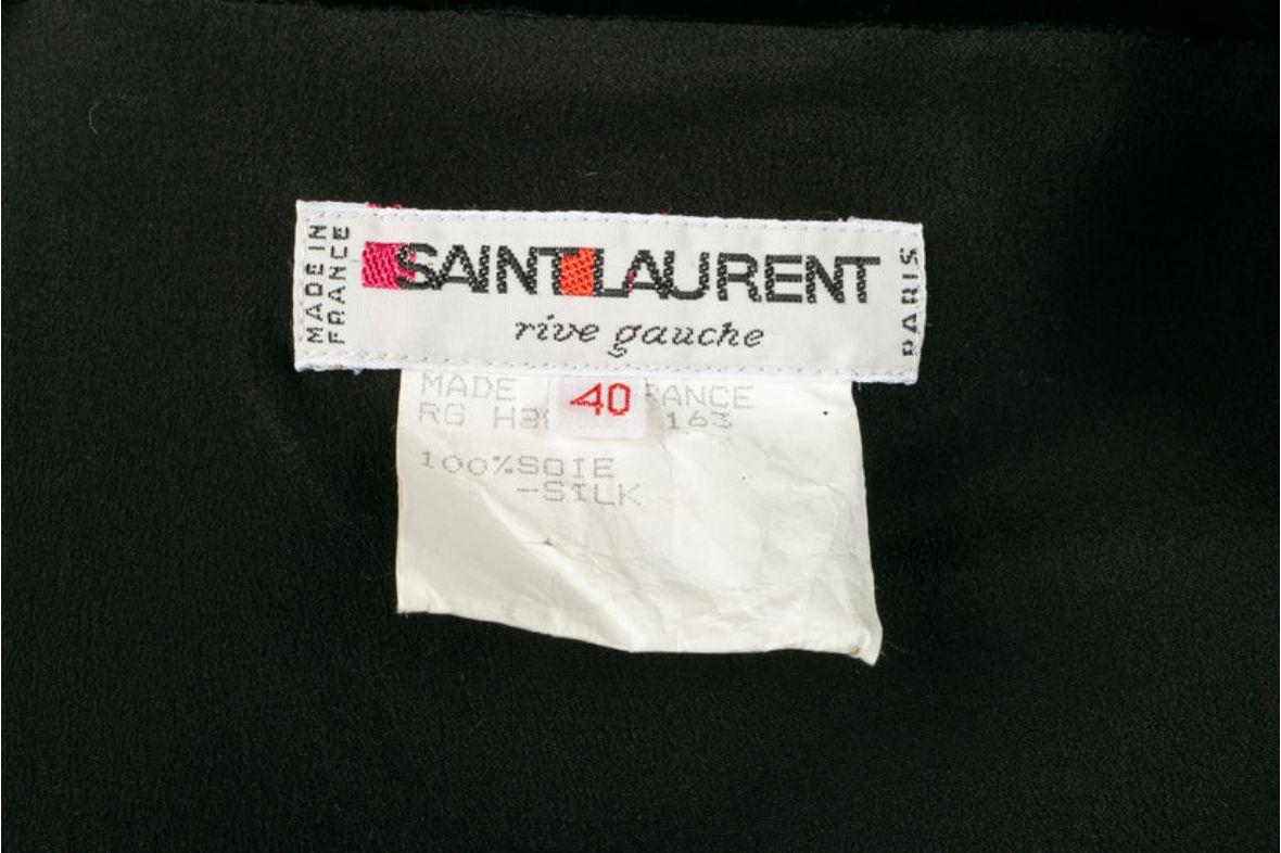 Yves Saint Laurent Black Asymmetric Dress in Velvet and Faille For Sale 5