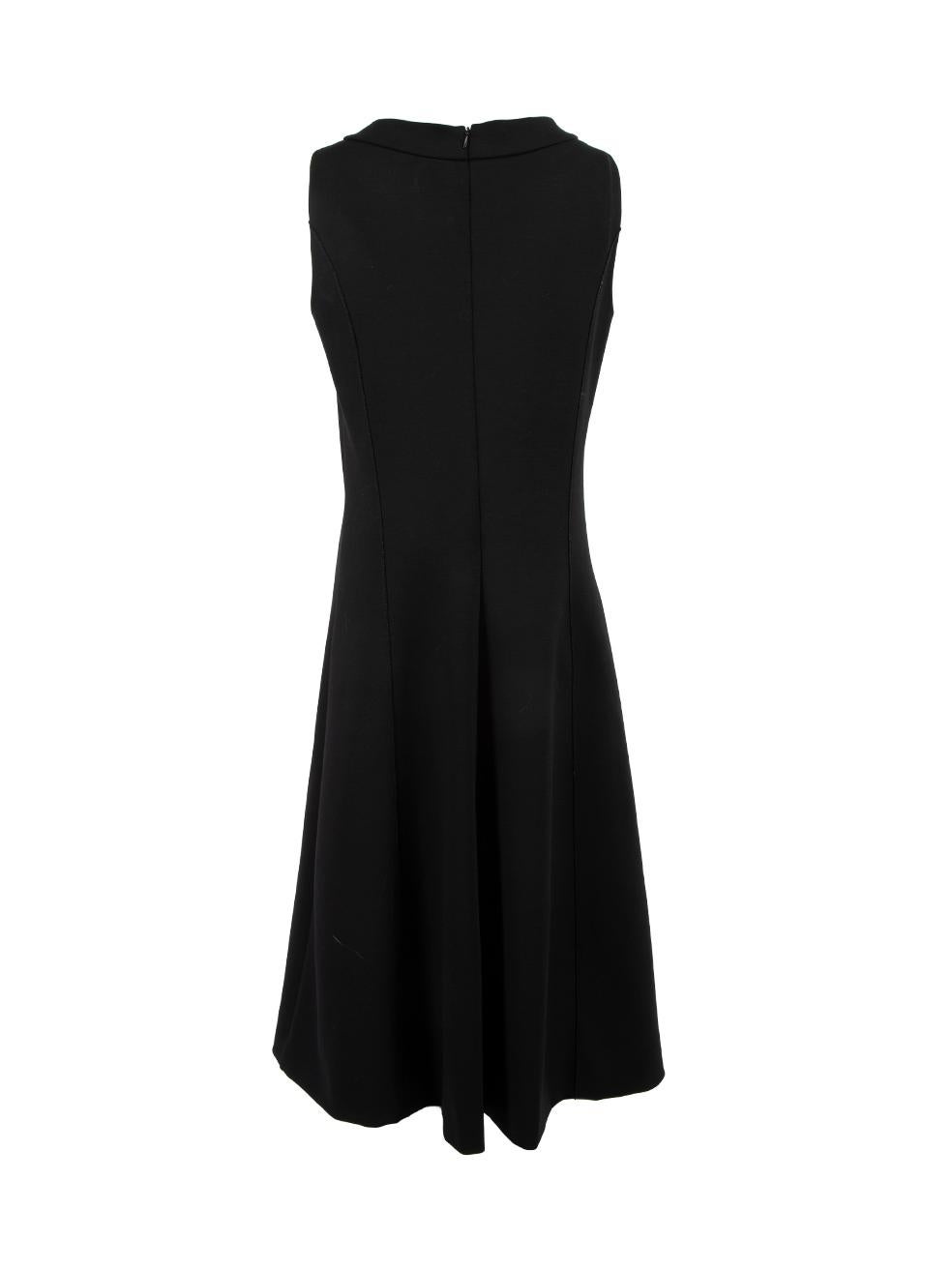 Yves Saint Laurent Black Autumn 2010 Wool Sleeveless Shift Midi Dress Size M In Excellent Condition For Sale In London, GB