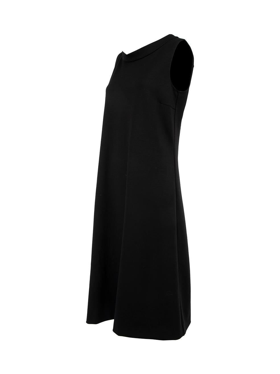 Women's Yves Saint Laurent Black Autumn 2010 Wool Sleeveless Shift Midi Dress Size M For Sale