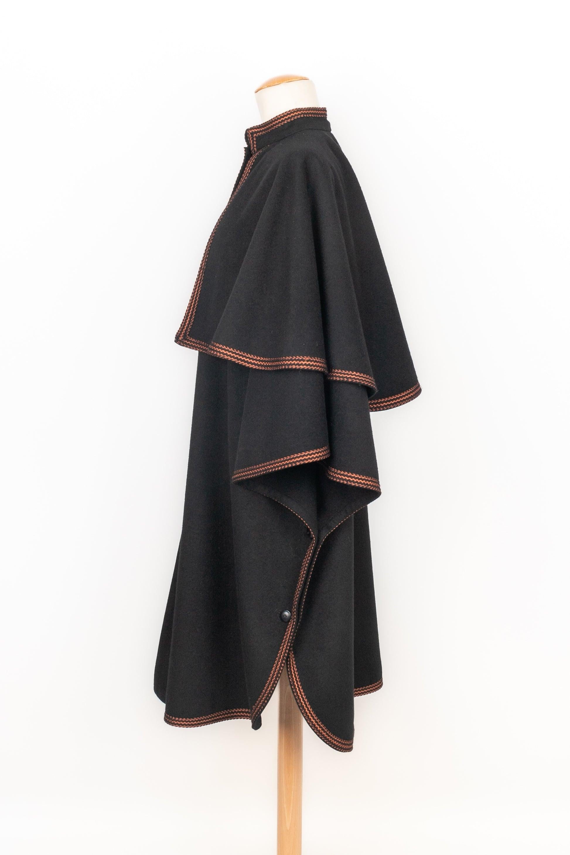 Women's Yves Saint Laurent Black Blended Wool Cape Coat For Sale