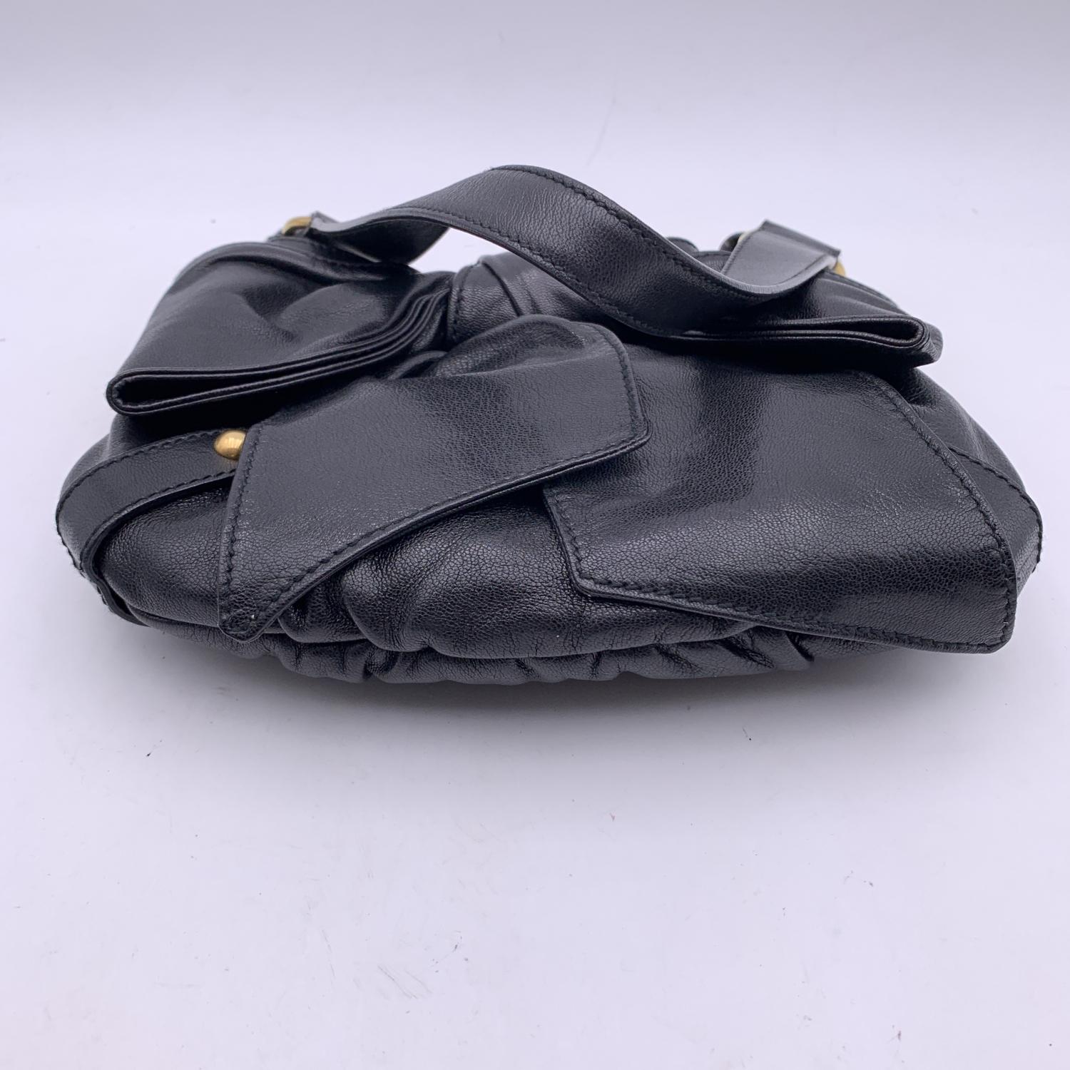 Women's Yves Saint Laurent Black Bow Leather Hobo Tote Shoulder Bag