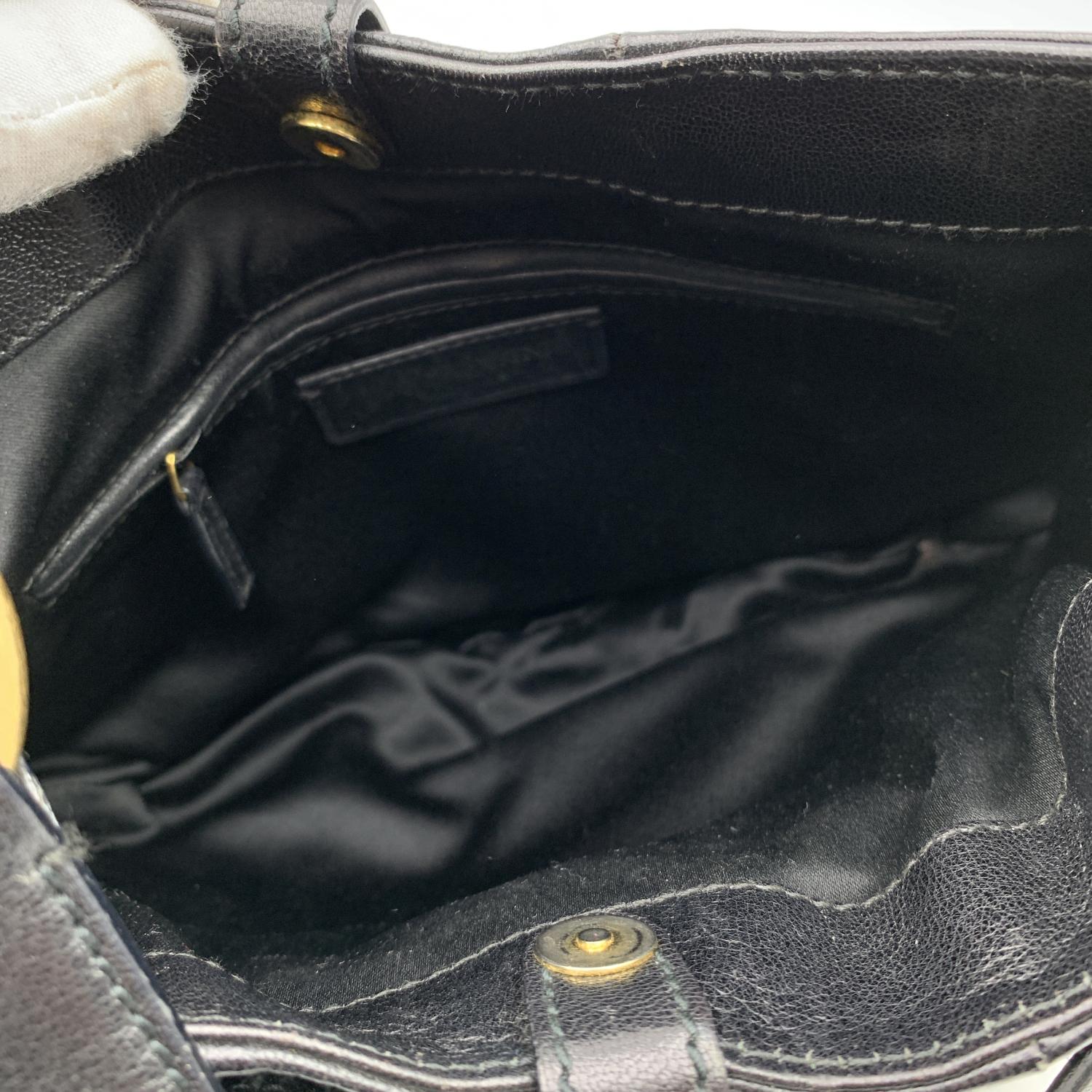 Yves Saint Laurent Black Bow Leather Hobo Tote Shoulder Bag 1