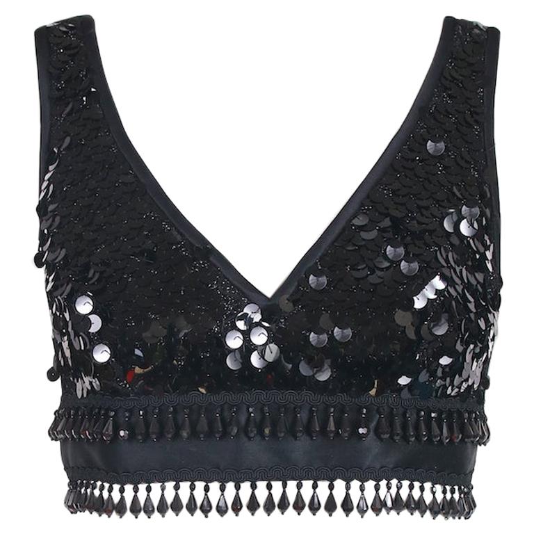 Yves Saint Laurent Black Bralette w/Pailettes