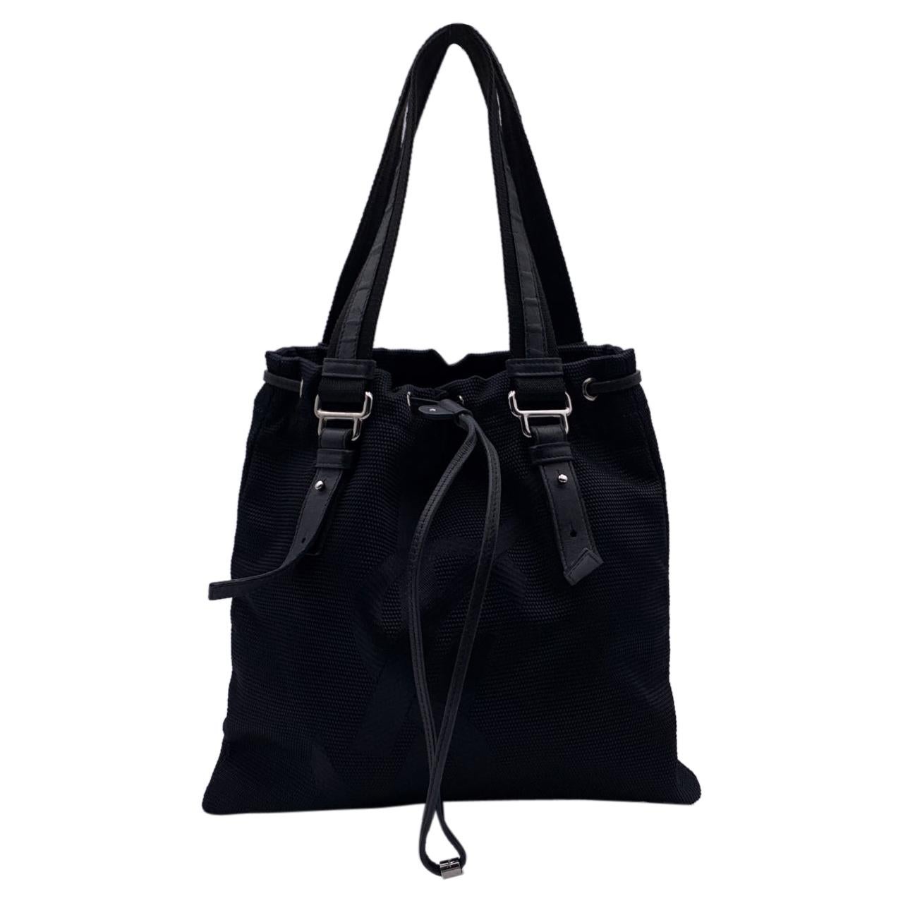 Yves Saint Laurent Black Canvas Logo Kahala Tote Shopping Bag