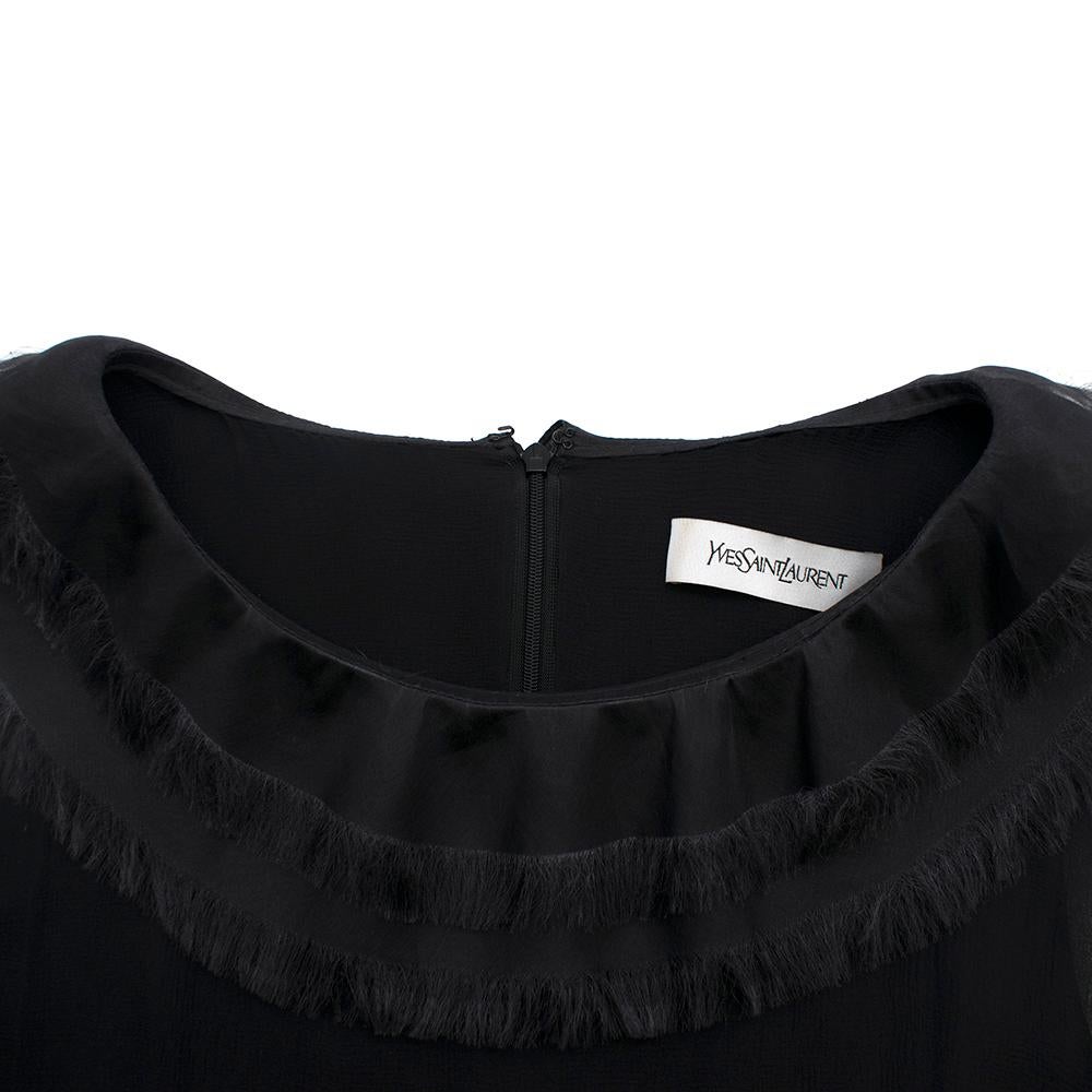 Women's Yves Saint Laurent Black Chiffon Trim Mini Dress - US 10