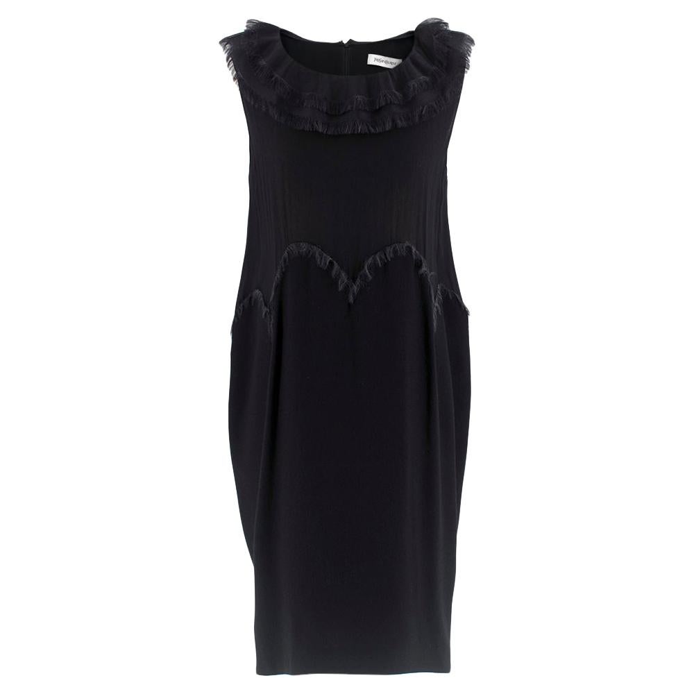 Yves Saint Laurent Black Chiffon Trim Mini Dress - US 10