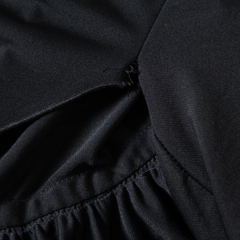 Yves Saint Laurent Black Collared Draped Asymmetrical Hem Sleeveless Dress M In Good Condition In Dubai, Al Qouz 2