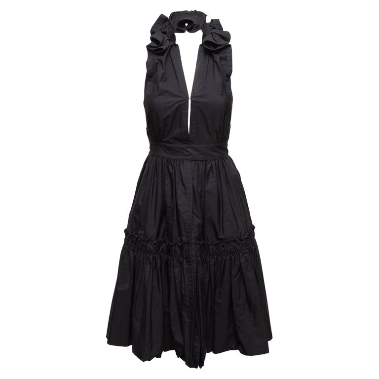Yves Saint Laurent Black Cotton Halter Dress For Sale at 1stDibs