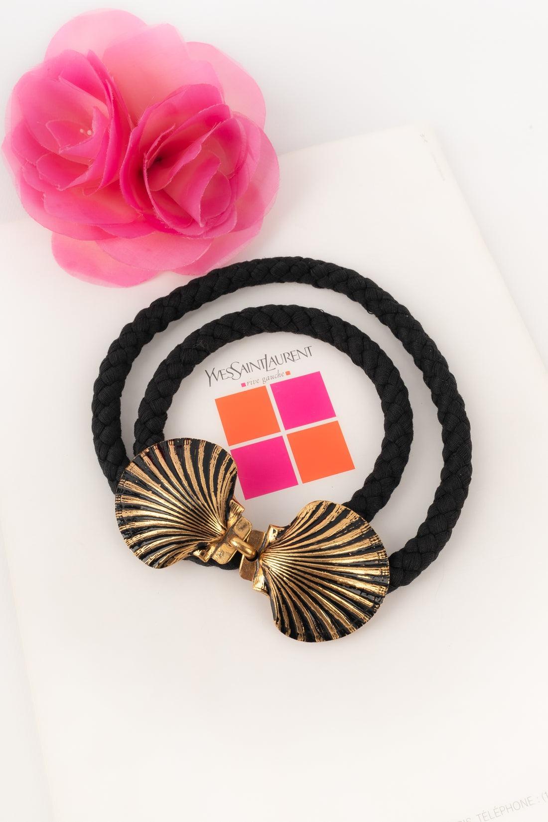 Cintura a conchiglia in cotone nero Yves Saint Laurent in vendita 4