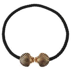 Yves Saint Laurent Black Cotton Shell Belt