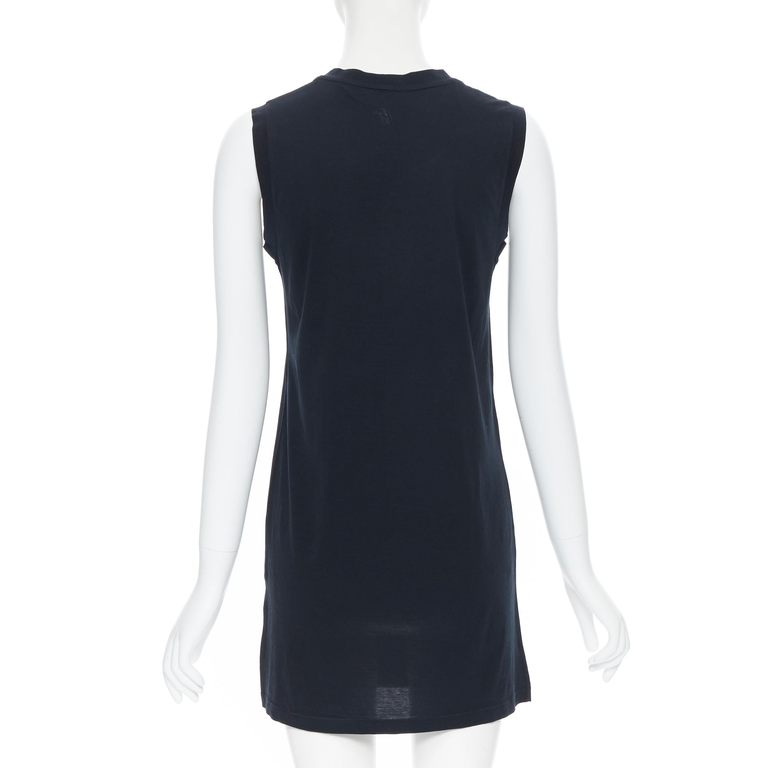 YVES SAINT LAURENT top túnica estampado logotipo imperdible blanco algodón negro FR38 2