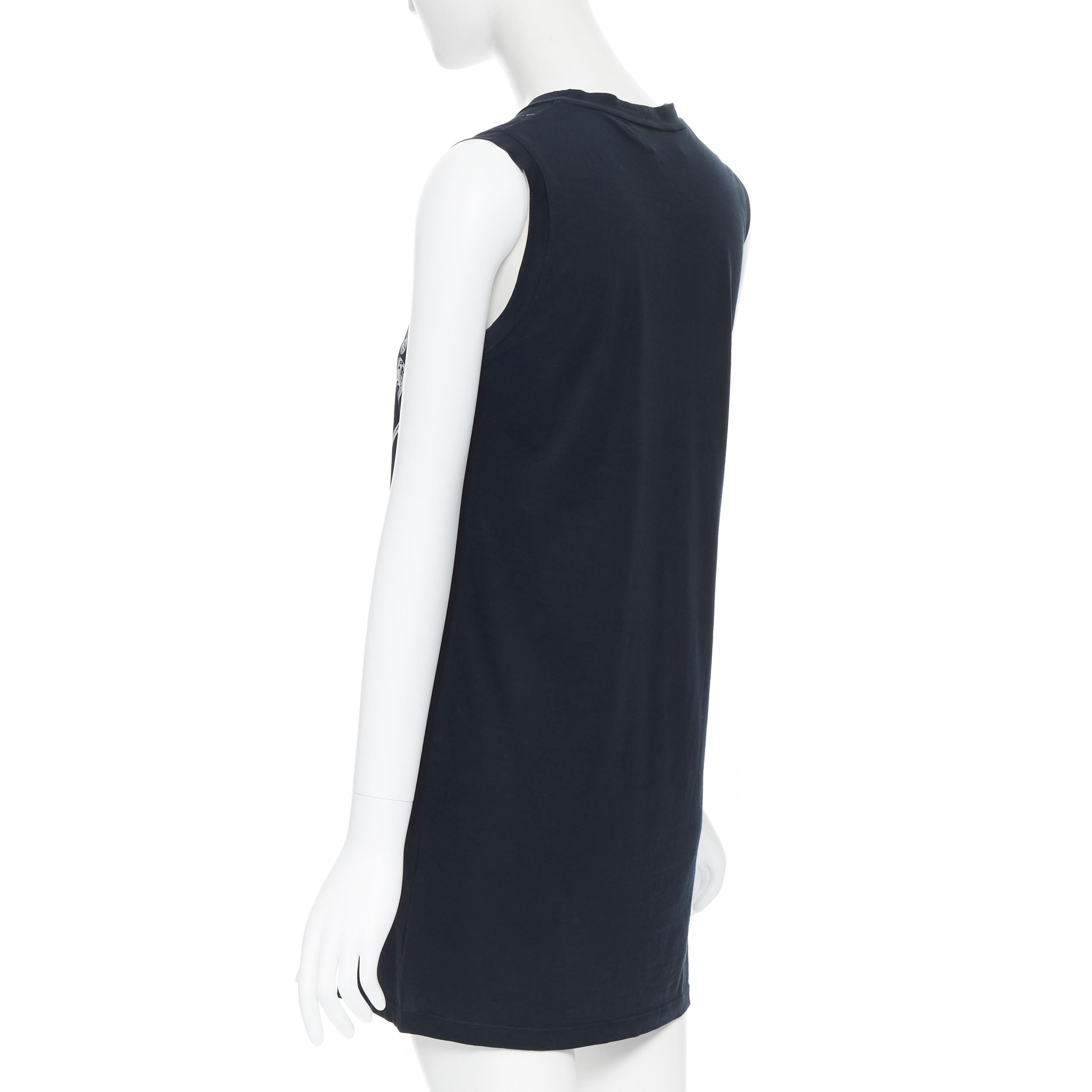 YVES SAINT LAURENT top túnica estampado logotipo imperdible blanco algodón negro FR38 3