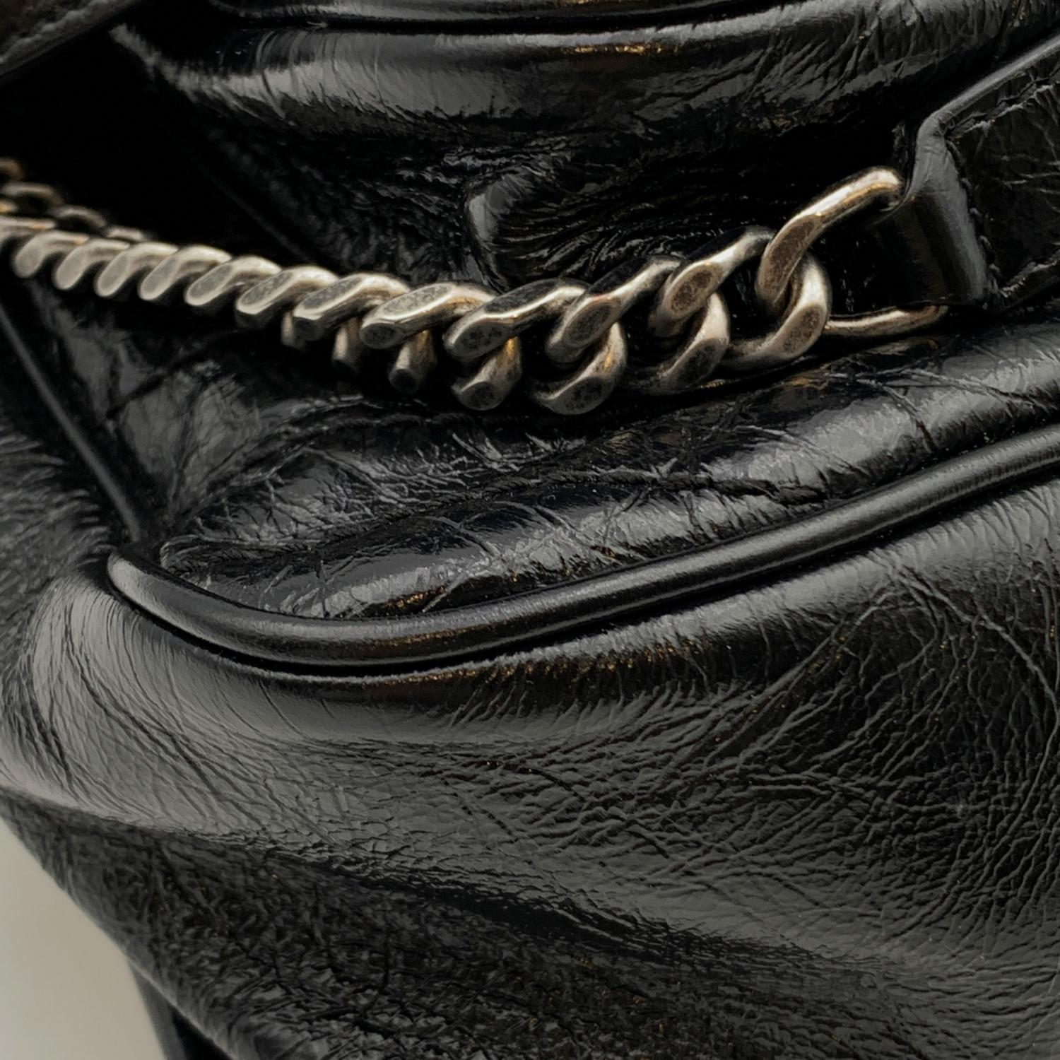 Yves Saint Laurent Black Crinkled Leather Medium Niki Shoulder Bag In Excellent Condition In Rome, Rome