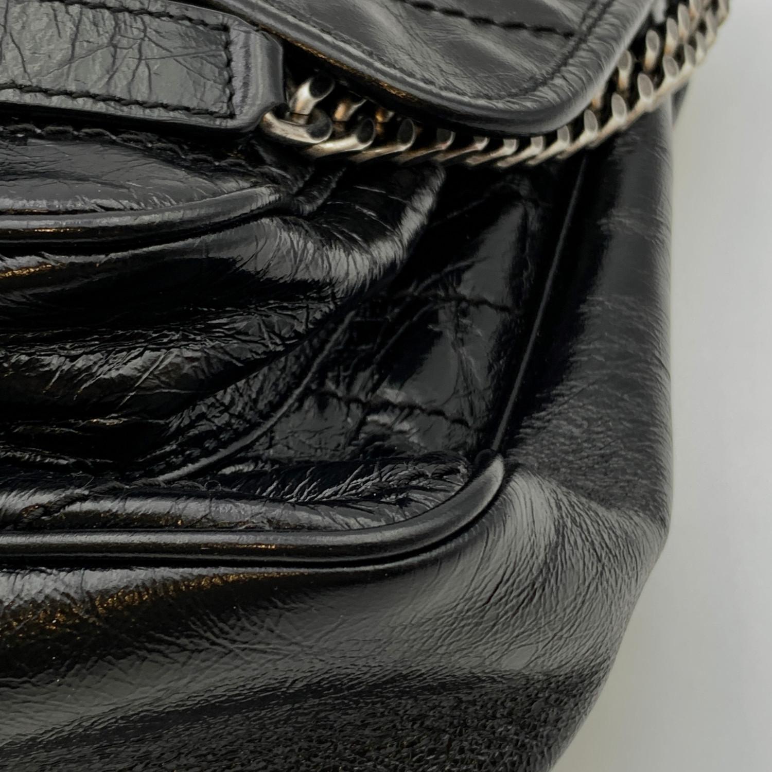 Women's or Men's Yves Saint Laurent Black Crinkled Leather Medium Niki Shoulder Bag